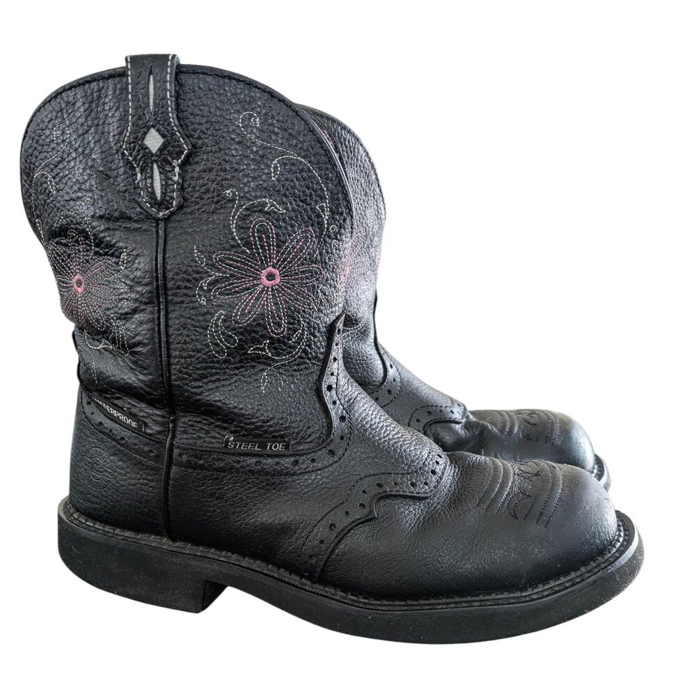 Justin Gypsy Steel Toe Black Leather Western Boots - Ladies Size 10 B